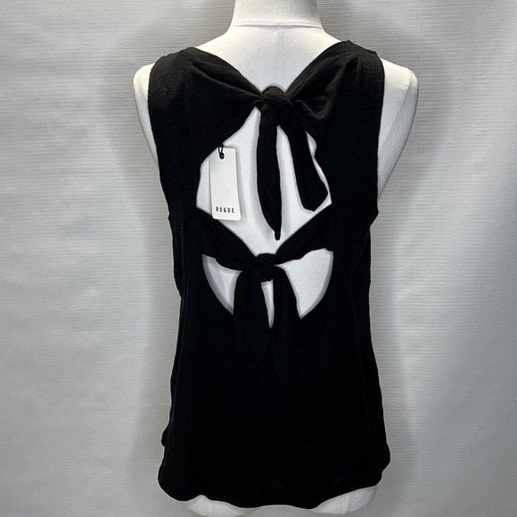 Ro & De Anthropologie Back Bow Tie Tank Shirt Blouse Top Black Medium NEW $58 - Picture 4 of 10
